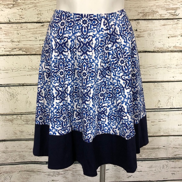 C1 Milly White & Blue print skirt Lg - Picture 2 of 5
